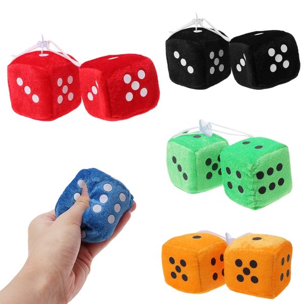 

1 pair fuzzy dice dots rear view mirror hanger decoration car styling accessorie
