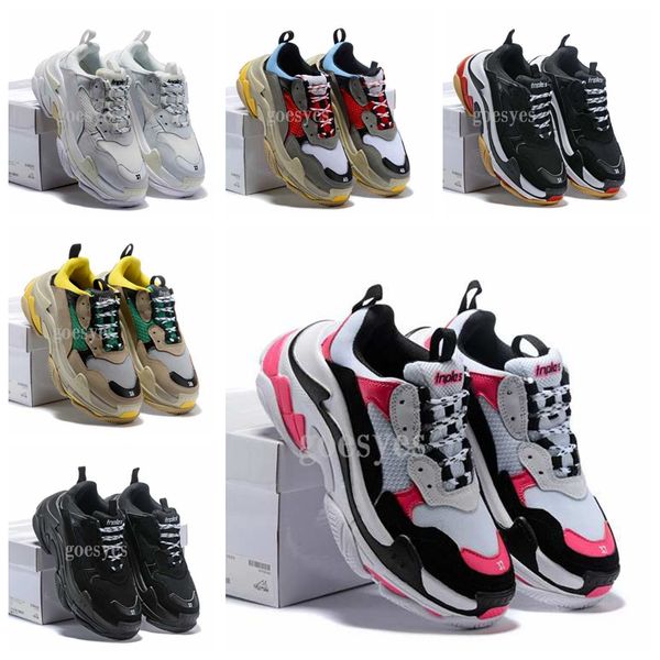 

women men luxury dad casual shoes crystal bottom triple-s leisure shoes sneakers for men vintage old grandpa trainer chaussures, White;red