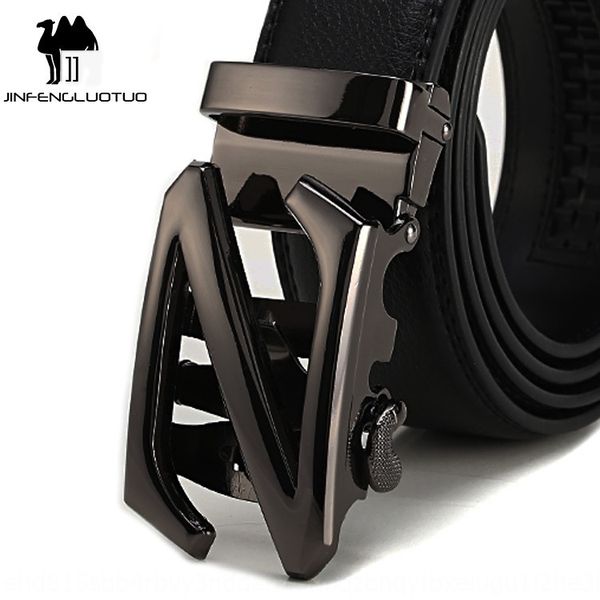 

camel men's automatic buckle leather men's z-buckle cowhide all-match belt trousers belt men, Black;brown