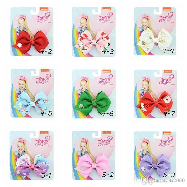 

christmas baby girls jojo siwa bow hair clip grosgrain ribbon hairclip barrettes bowknot hairpins diy hair accessory gifts with cardboard, Slivery;white