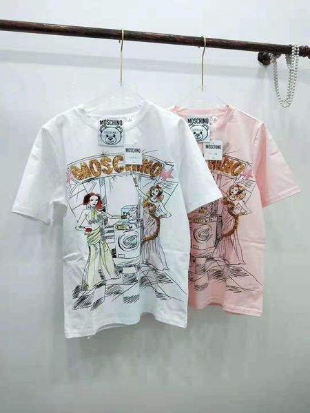 

1208 2020 spring brand same style t shirt pink white sequins letter short sleeve crew neck fashion womens clothes qixuan