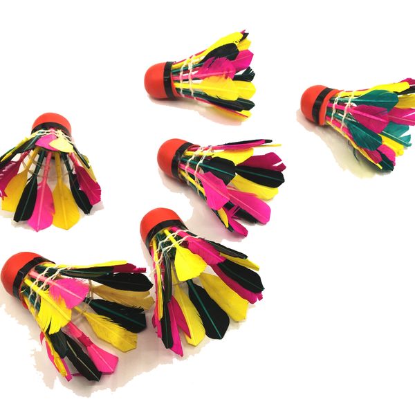 

10pcs high speed durable multicolor feather shuttlecocks durable lightweight birdies badminton ball game sports training