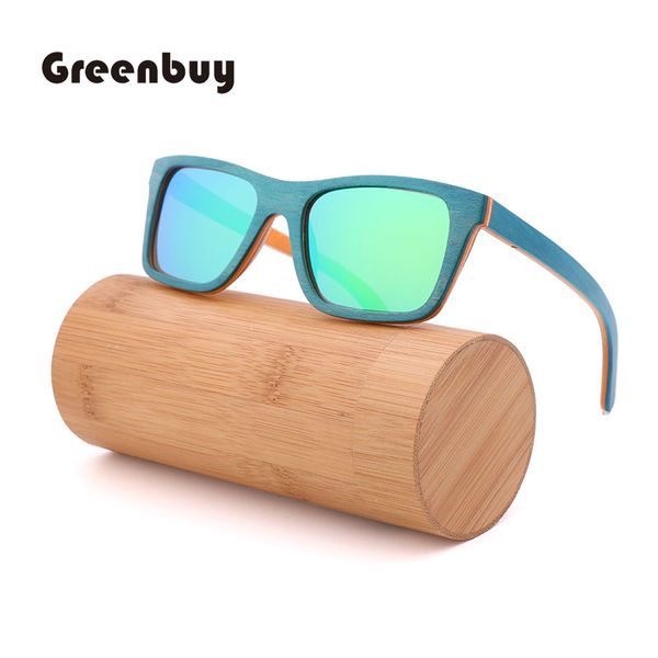 

new fashion trend in 2019 square frame color wood polarized sunglasses skateboard wood sunglasses for men and women, White;black
