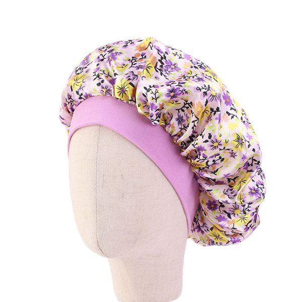 

мода дети цветочные атласная bonnet девушки сатин night sleep cap уход за волосами мягкая крышка крышка головки wrap шапочки skullies, Blue;gray