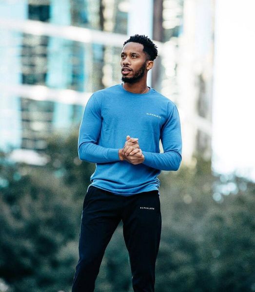 

2020 new fashion new fashion gyms bodybuilding sporting t-shirts men long sleeve fitness men's solid t-shirts, Black;blue