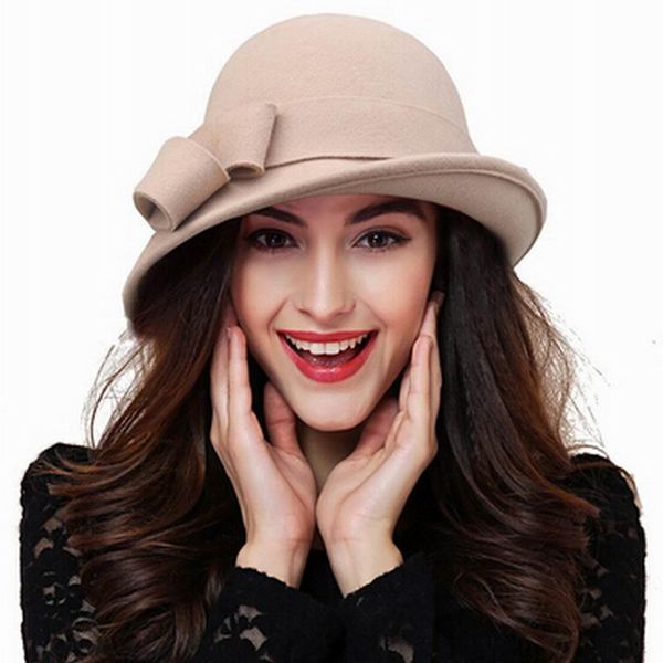 

new arrival wool hat autumn winter noble european american elegant girls fashion cap ladies bucket hat women wool fedora, Blue;gray