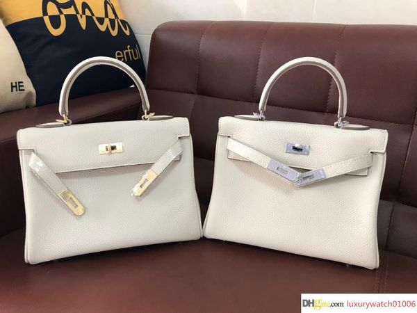 

25cm 28cm 32cm brand women totes milk white color with better lock genuine leather shoulder bags lady handbag ing