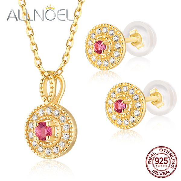 

allnoel 925 sterling silver set 100% natural pink tourmaline emerald real gold plated wedding engagement jewerly sets for women, Black