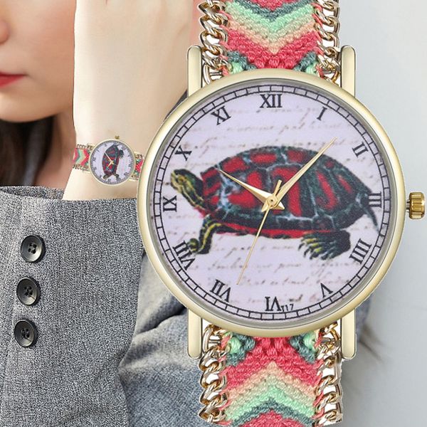 

women watches roman numerals printing watch braided rope bracelet watch dress ladies quartz wristwatch clock kol saati 2019, Slivery;brown