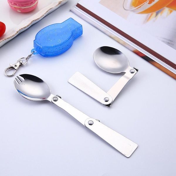

2020 304 Stainless Steel Foldable Spoon Keychain Protable Camping Travel Tableware Folding Spoon Fork