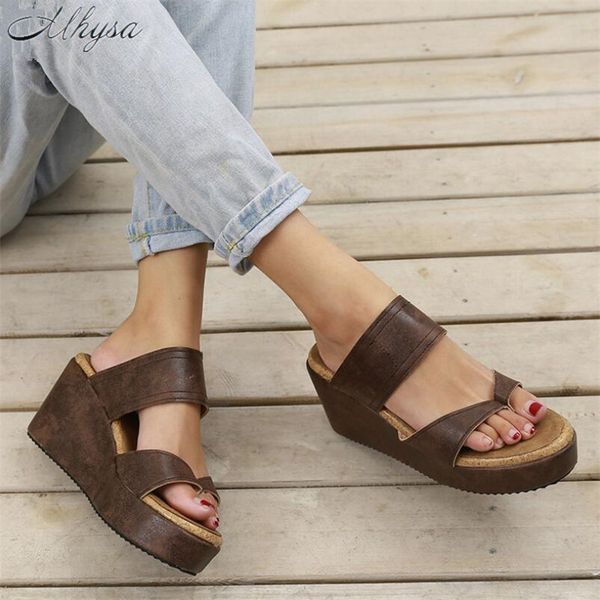 

mhysa 2019 flip flops women summer slipsole platform shoes sandals slipper beach fashion wedges shoes women plus size34-43 t69, Black