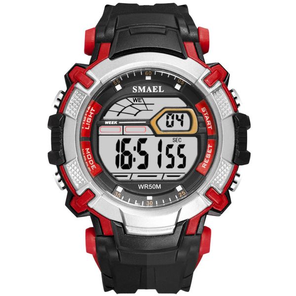 

2020 luxury mens led watches smael digital clock alarm waterproof led sport male clock wristwatches 1620 brand luxury watches men, Slivery;brown