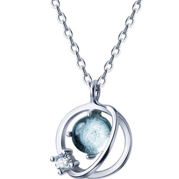 

s925 silver aurora necklace lady sun set diamond set trend sweet circle planet short collar bone chains925 silver aurora necklace lady sun s