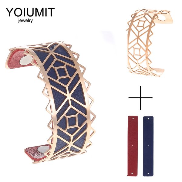 

cremo diy arm cuff bracelets manchette femme large yoiumit stainless steel bangles for women bijoux reversible leather pulseira, Black