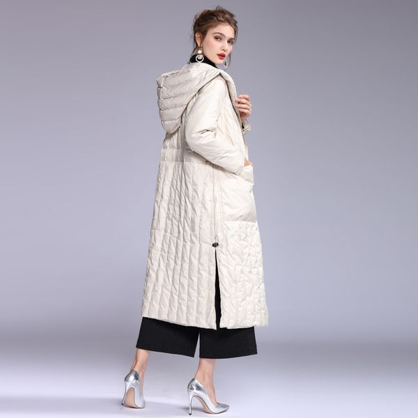 

luxury womens down coats with hood miegofce 2019 winter outwear casual warm brands jackets plus size white long light, Black