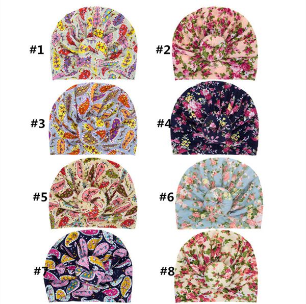 

toddler kids beanies bohemian turban knot head wraps infant girls hat ball knot flower headwear children florals hats 8 color d3508, Slivery;white