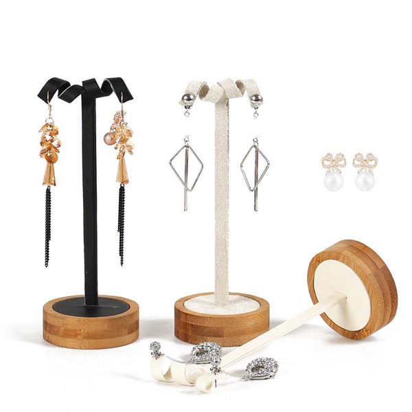 

delivery of high-end bamboo earrings display props jewelry earrings display shelf hanging earrings jewelry shelf display props, Black;white