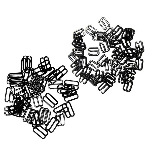 

200pc metal black lingerie hardware sewing clip hook eye for bra straps 10mm