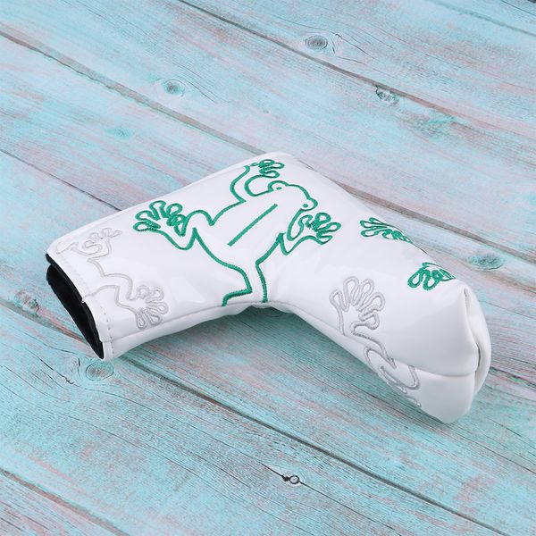 

golf putter cover with embroidery frog pattern blade center putter pu drivers head protector golf for golf lovers