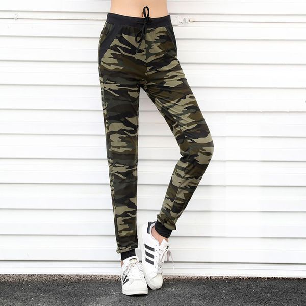 

qnpqyx camouflage joggers women sweatpants harem camo pants drawstring pantalones femme mujer loose calca female mid waist pants, Black;white