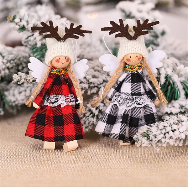 

merry christmas gift tree pendant fabric doll christmas decorations for home wings angel tree hanging ornaments pendant 2020f927