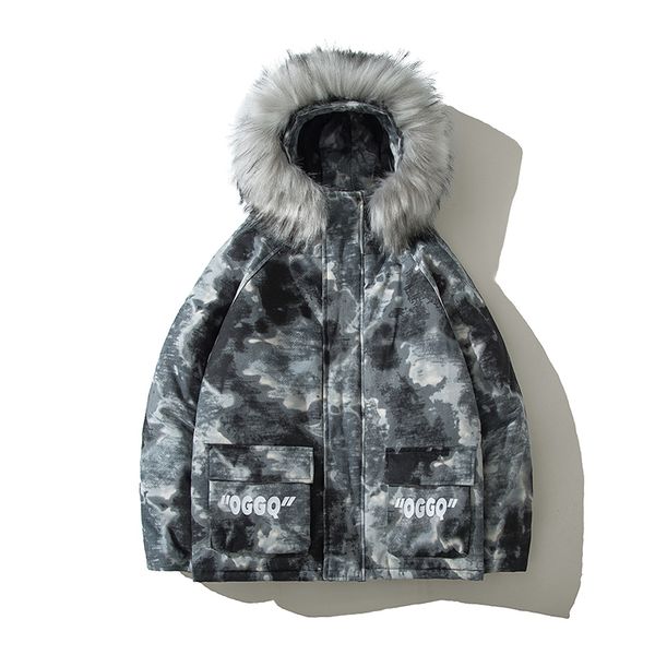

yasuguoji safari style fashion camouflage mens winter parkas thicken big fur hooded jacket men warm cotton padded coat men, Black