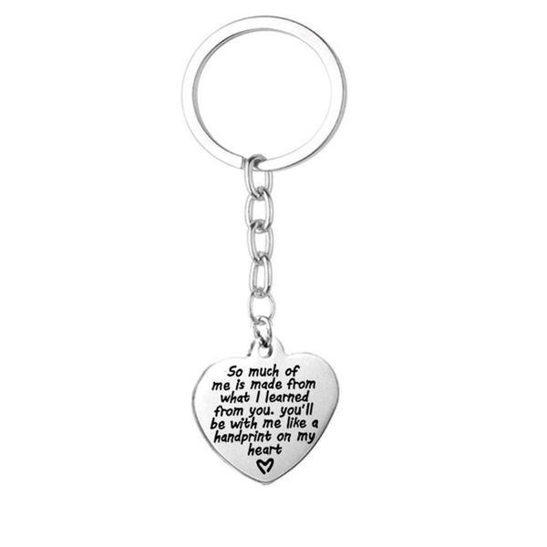

school souvenir stainless steel heart keyring thanks presenting teacher's day accessories polished anniversary words on gifts, Silver