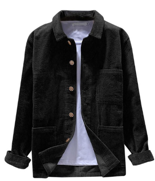 

men solid color long sleeve turn down collar corduroy pockets shirt 2020 new fashtion jackets, Black;brown