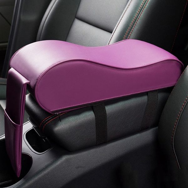 Leather Car Armrest Pad Memory Foam Universal Auto Armrests Covers With Phone Pocket Soft Cover Arm Rest Protective Case Car Interior Storage Car