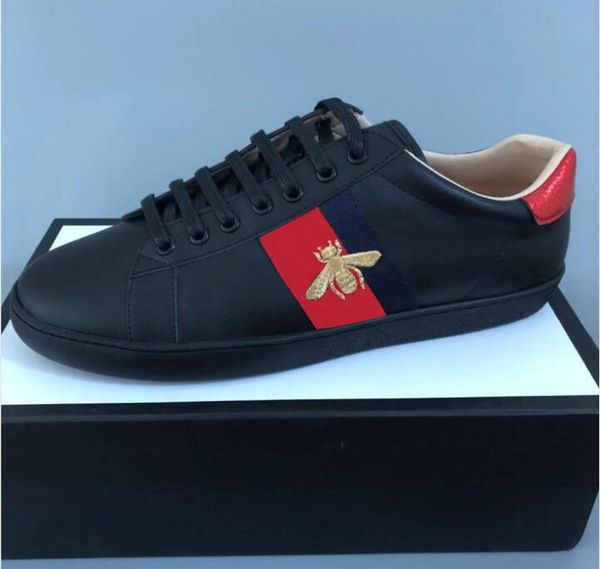 

new personality designer shoes ace luxury embroidered white tiger bee snake shoes genuine leather sneaker mens women casual shoes size 35-46, Black