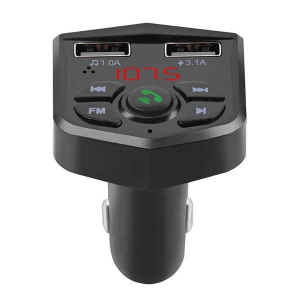 

dual usb bluetooth music fm transmitter car kit tf card radio wireless handsadapter quick charge mp3 player portable