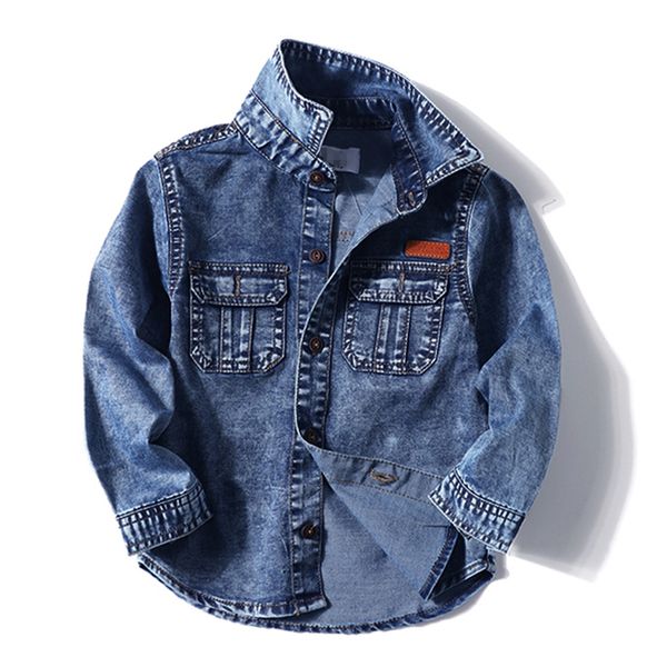 

boys denim shirts slim fit deep blue shirts for boy fashion kid tees spring autumn children's denim shirt 2-8 yrs, White;black