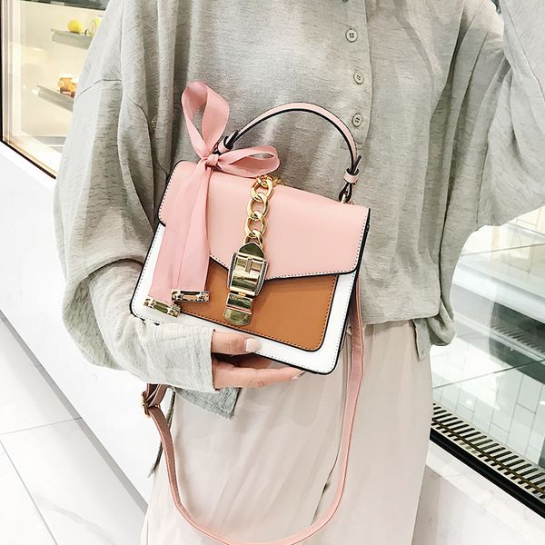 

contrast color pu leather crossbody bags for women 2020 ladies clutch travel handbags sac main femme