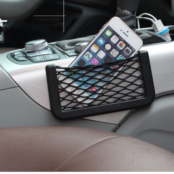

universal car seat side back storage net bag string bag mesh pocket organizer stick-on for wallet phone net for a4