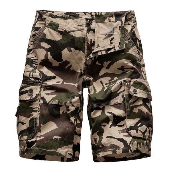 

men's shorts summer mens cargo camouflage men cotton loose work casual short with 5 colors asian size, White;black