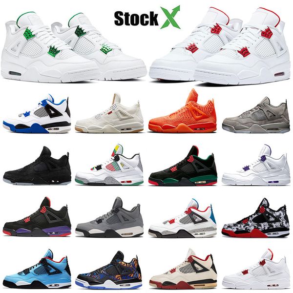 

2020 новое прибытие mens конструктора 4 баскетбольная обувь jumpman 4s ретро мода женщин-зеленый металлик красный singles день белый цемент, White;red