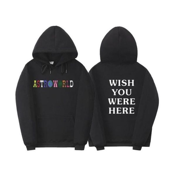 

astroworld mens designer hoodies wish you were here printed sports mens hooded sweatshirts casual male apparel, Black