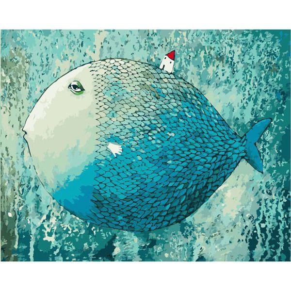 

sleeping fish animal diy digital painting by numbers modern wall art canvas painting christmas unique gift home decor 40x50cm