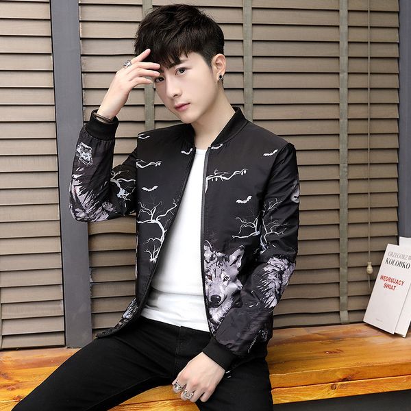 

main push amount of running flower jacket men's fitted korean-style-trend casual jacket volume sufficient run can run, Black;brown