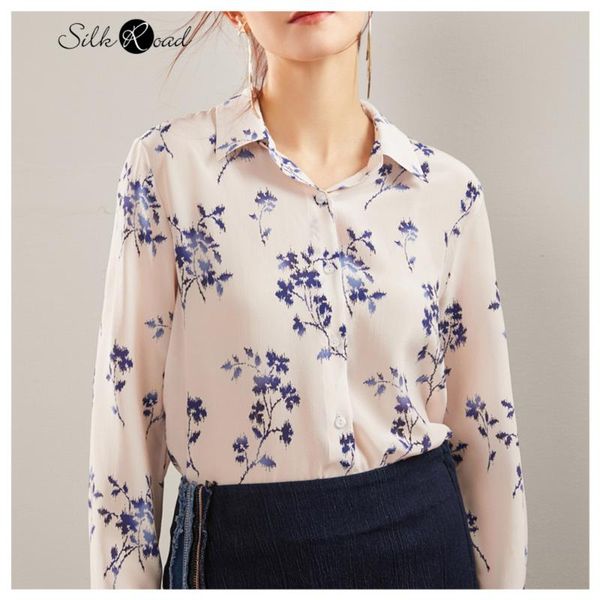 

women's blouses & shirts silviye printed silk long sleeved shirt fashion westernized spring 2021, White