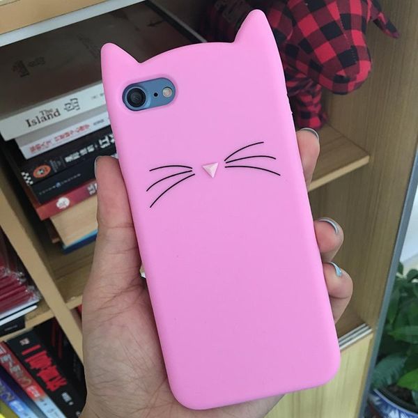 

3d silicone cartoon cat pink s se x xs max black soft phone case cover coque fundas for iphone 7 7plus 6 6s