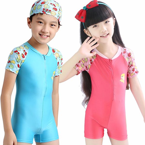 

2018 chidren boys girl clothes kids short sleeve conjoined bathing suit protection diving suit children clothing