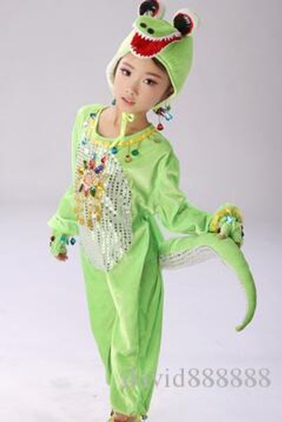 

2018 new style children cosplay crocodile animal perform sequins clothing boys and girls dance conjoined clothes, Black
