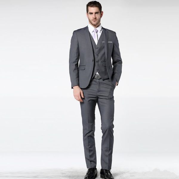 

новые slim fit мужские костюмы деловая одежда для выпускного вечера свадебные смокинги для жениха 3 шт. (куртка + брюки + жилет) костюмы для, Black;gray