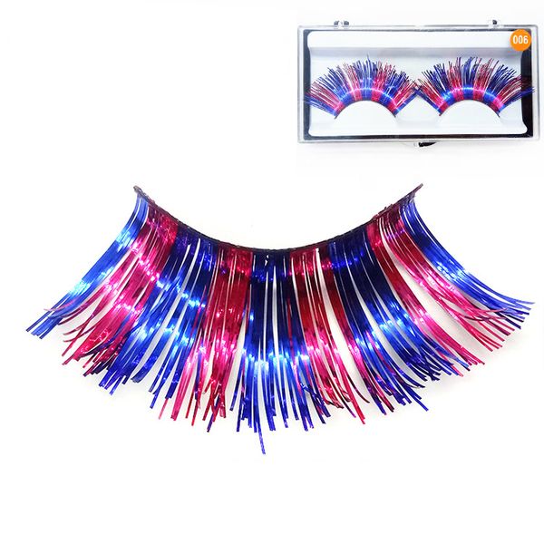 

1 pair blue red colorful creative false eyelashes fashion exaggerated cross messy stage makeup performance art eyelashes
