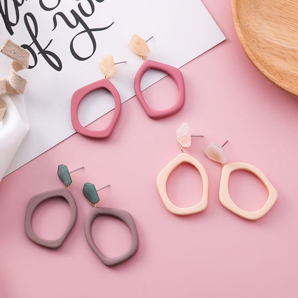 

sweet irregular hit color geometric acrylic long big drop earrings for women marble dangle jewelry pendientes mujer moda, Silver
