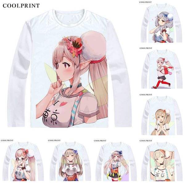

elf no elu elf noel t shirt virtual youtuber vtuber artificial intelligence ai men t-shirt casual vintage printed long sleeve shirts, White;black
