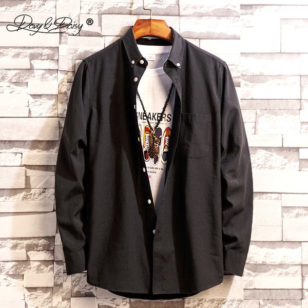 

new trend men oxford casual standard-fit shirt cotton dress shirts solid long slevees formal business shirts for men ms001, White;black