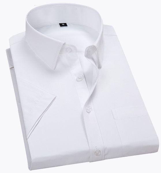 

quality summer men shirt short sleeved solid twill formal business white camisa masculina men social shirts 4xl 5xl 6xl 7xl 8xl, White;black
