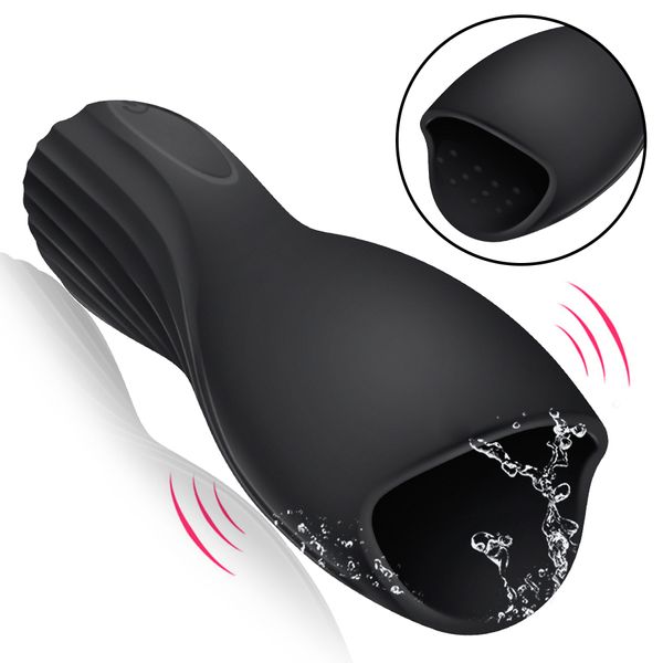 10 Geschwindigkeit Vibrator Penis Verzögerung Trainer Männlicher Masturbator Vibrator Automatische Oral Stimulieren Massagegerät Sexspielzeug für Männer J2199